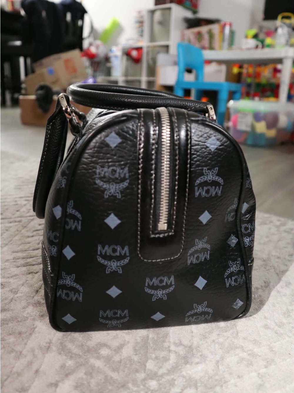 Authentic MCM Mini Boston Satchel in Black Visetos - Picture 8 of 11